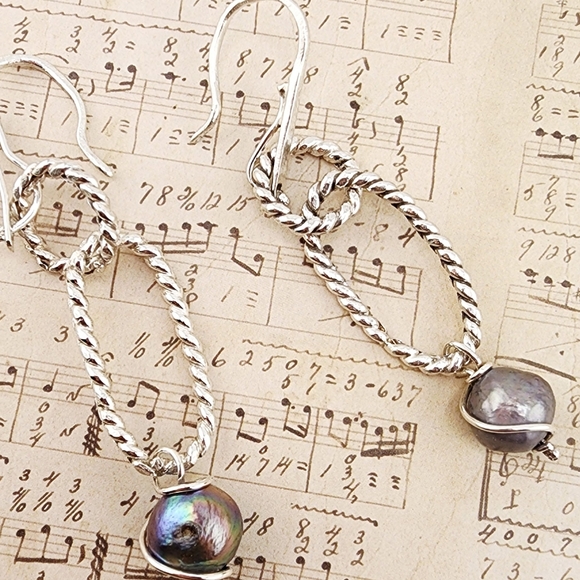 SWEETWATER PEARL HANDMADE EARRINGS DANGLIN STYLE STERLING SILVER - Picture 6 of 13